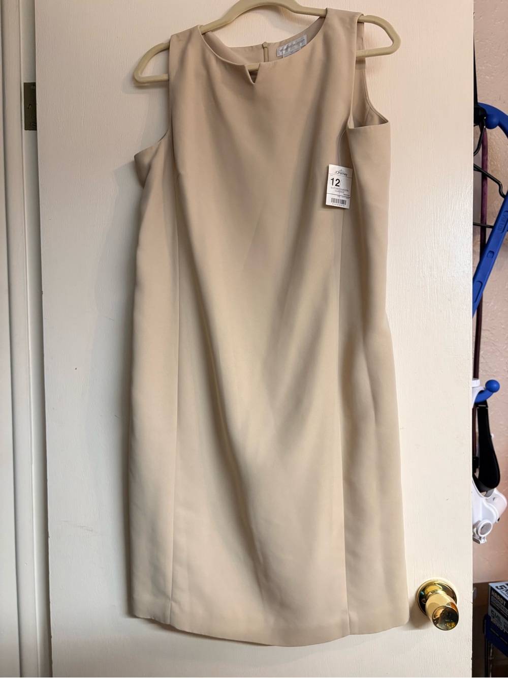 Worthington Sleeveless Midi Shift Dress in Beige